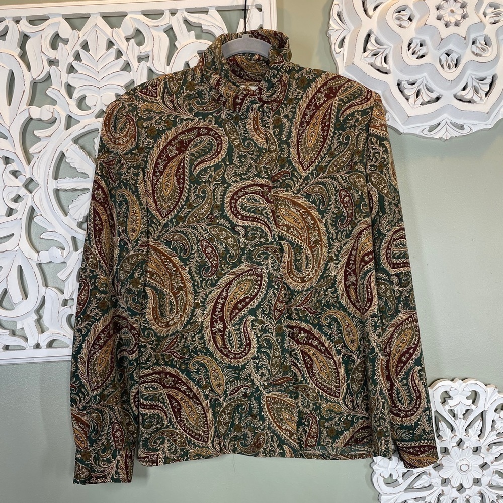 Vintage Alexandria Paisley Blouse Green Gold